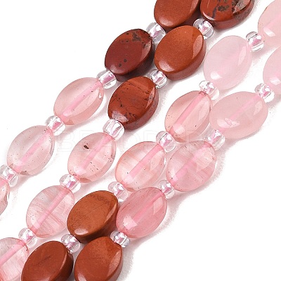 Cherry Quartz Glas & Natural Sodalite & Green Strawberry Quartz & Red Jasper & Red Aventurine & Rose Quartz Beads Strands G-Z135-A10-1