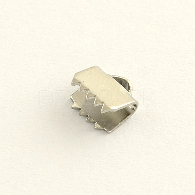 Tarnish Resistant Stainless Steel Ribbon Crimp Ends STAS-Q187-03-1