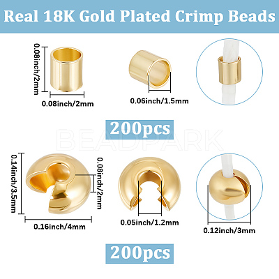 400Pcs 2 Styles Brass Crimp Beads Covers KK-BBC0023-39-1