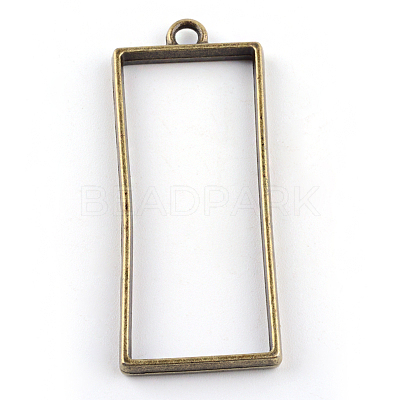Rack Plating Alloy Rectangle Open Back Bezel Pendants X-PALLOY-S047-11F-FF-1