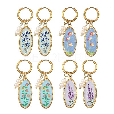 Printed 304 Stainless Steel Huggie Hoop Earrings EJEW-JE07394-1