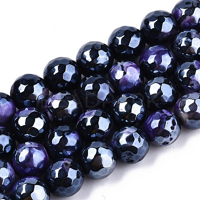 Electroplate Natural Fire Crackle Agate Beads Strands G-T131-54F-1