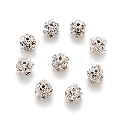 Brass Clear Rhinestone Beads RB-A017-8mm-S-1