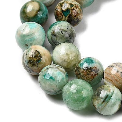 Natural Green Line Jasper Beads Strands G-L639-A01-10mm-1