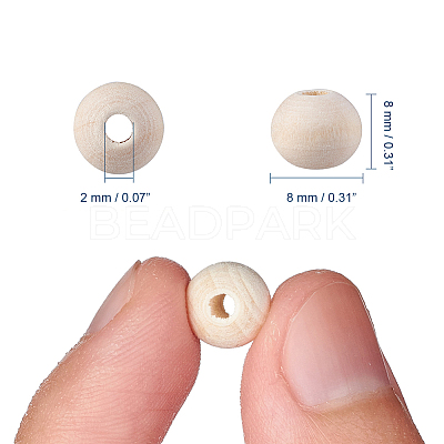 Natural Unfinished Wood Beads LS-WOOD-S651-8mm-LF-1