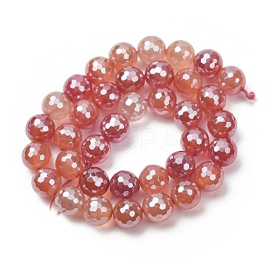 Electroplated Natural Agate Beads Strands G-B191-A07-10mm-15-1