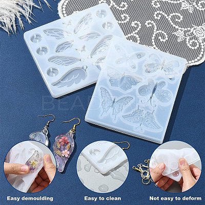 DIY Butterfly Pendant Silicone Molds for DIY Earring Making DIY-YW0009-84-1