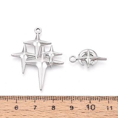 10Pcs 304 Stainless Steel Pendants STAS-T075-19P-1