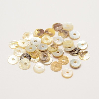 Flat Round Natural Akoya Shell Beads SHEL-N034-11-1