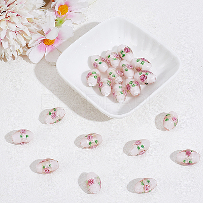 20Pcs Handmade Foil Glass Lampwork Beads LAMP-PA0001-63A-1