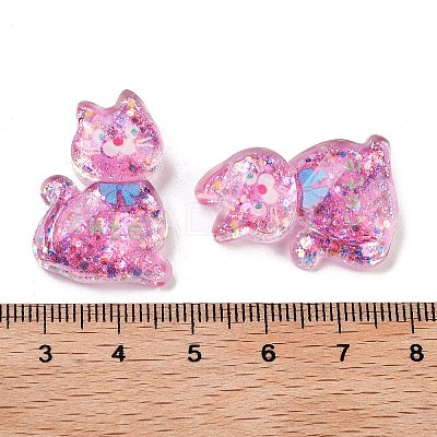 Transparent Resin Bowknot Kitten Decoden Cabochons RESI-M045-07B-1