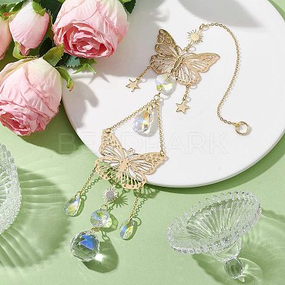 Iron Butterfly Hanging Ornaments HJEW-TA00171-1