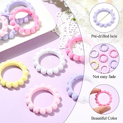 10Pcs Flocky Acrylic Beads OACR-YW0004-08-1