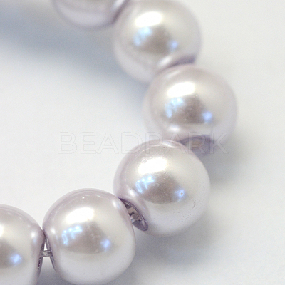 Baking Paint Pearlized Glass Pearl Round Bead Strands X-HY-Q330-8mm-25-1