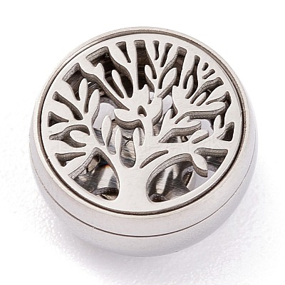 304 Stainless Steel Magnetic Diffuser Locket Aromatherapy Essential Oil Buckle AJEW-M027-11P-1