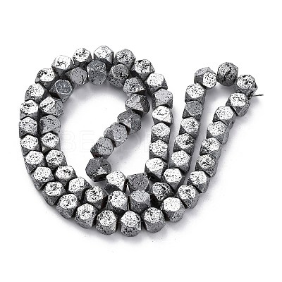 Electroplated Natural Lava Rock Beads Strands G-A256-C01-01D-1