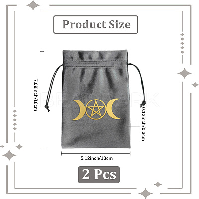 Rectangle Gold Stamping Velvet Tarot Storage Drawstring Bags for Divination ABAG-WH20001-25D-1