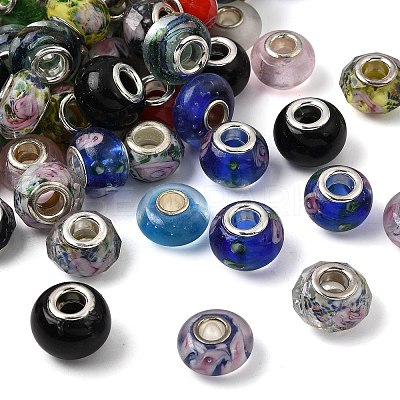 Rondelle Mixed Style Handmade Lampwork European Large Hole Beads LPDL-R007-1