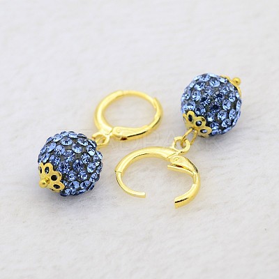 (Jewelry Parties Factory Sale)Dangling Round Ball Resin Rhinestone Earrings EJEW-J080-04G-1