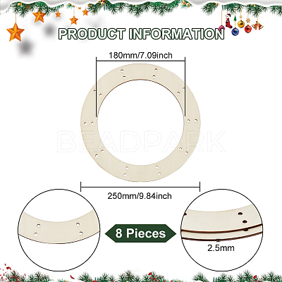 8Pcs Wreath Frames for Crafts WOOD-FG0001-35-1