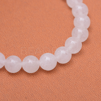 Round Natural White Jade Bead Strands G-R345-8mm-06-1