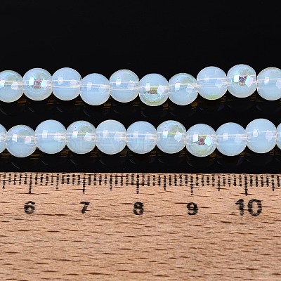 Electroplate Imitation Jade Glass Beads Strands EGLA-Q132-6MM-01B-02-1