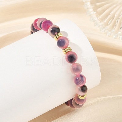 8MM Natural Agate(Dyed & Heated) Round Beaded Stretch Bracelets for Women BJEW-JB14480-1