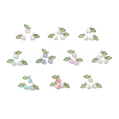 30Pcs 10 Colors Crackle Glass Pendants PALLOY-JF04168-02-1