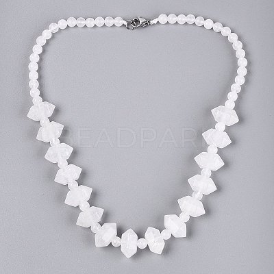 Natural Quartz Crystal Round & Cone Beaded Necklaces NJEW-N064-03O-1