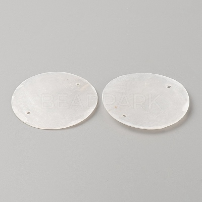 Natural Shell Slice Connector Charms LS-SSHEL-WH0001-45-1