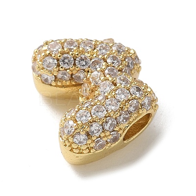 Brass Micro Pave Cubic Zirconia Beads KK-P290-61G-M-1