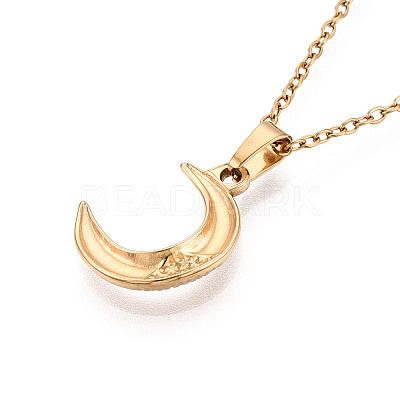 304 Stainless Steel Pendant Necklaces NJEW-T018-41G-1