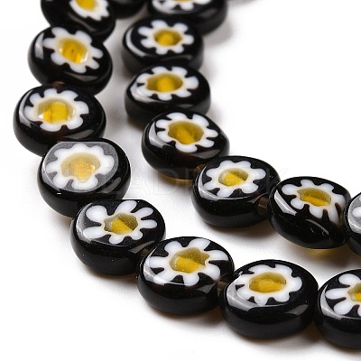 Handmade Millefiori Glass Flat Round Bead Strands X-LK-P011-20-1
