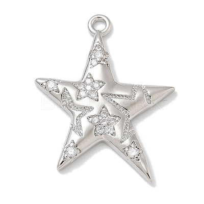 Rack Plating Brass Micro Pave Cubic Zirconia Pendants KK-L224-015P-1