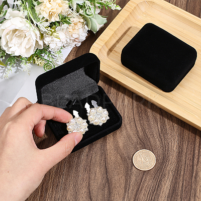 4Pcs Velvet Gift Cufflink Boxes with Hinged Lid and Black Inside CON-PH0003-64A-1