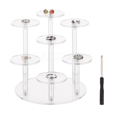 7-Tier Round Transparent Acrylic Display Stand Risers ODIS-WH0026-04-1