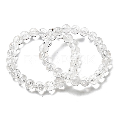 Natural Quartz Crystal Round Beads Stretch Bracelets for Women BJEW-L712-B03-8mm-1