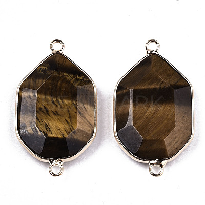 Natural Tiger Eye Links Connectors G-T131-48G-01-1
