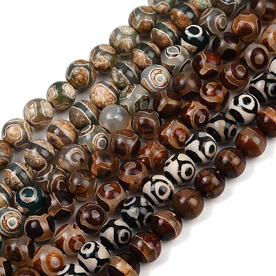 Tibetan Style dZi Beads G-G039-10mm-M-1