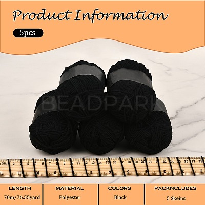 5Pcs Polyester Yarn for Knitting & Crochet YCOR-SZ0001-03M-1