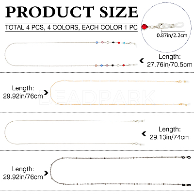 4Pcs 4 Styles Iron & Alloy Eyeglasses Chains AJEW-CN0002-75A-1