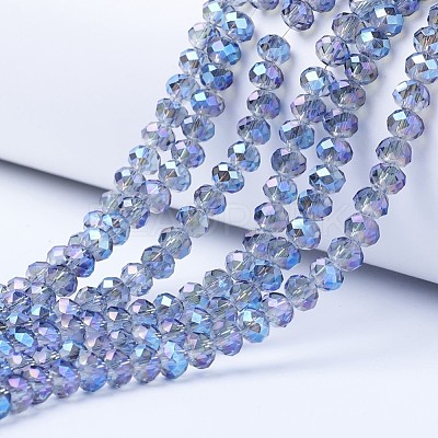 Electroplate Transparent Glass Beads Strands X-EGLA-A034-T6mm-Y02-1