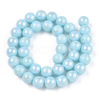 Electroplate Opaque Glass Beads Strands GLAA-T032-P8mm-AB10-1