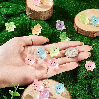 48Pcs 6 Colors Luminous Resin Dog Figurine DJEW-TA0001-44-1