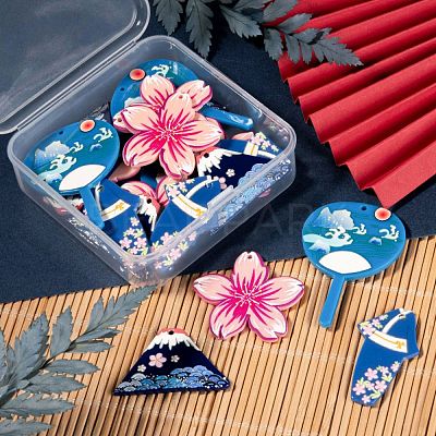 24Pcs 4 Style Acrylic Pendants KY-LS0001-08-1
