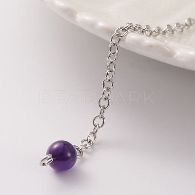 Platinum Tone Brass Amethyst Cone Hexagonal Pointed Dowsing Pendulums MAK-M015-01B-1