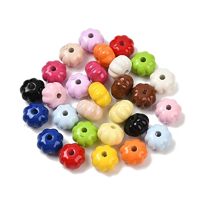 Baking Paint Opaque Acrylic Beads OACR-F014-02B-1