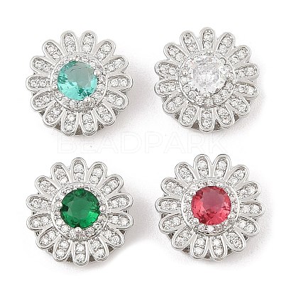 Brass Micro Pave Cubic Zirconia Slide Charms ZIRC-I068-12P-1