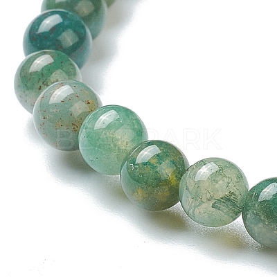 Natural Moss Agate Beaded Stretch Bracelets BJEW-D446-A-44-1