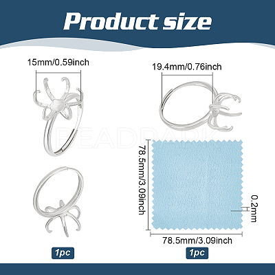Rhodium Plated Sterling Silver Adjustable Ring Components STER-BC0002-32-1